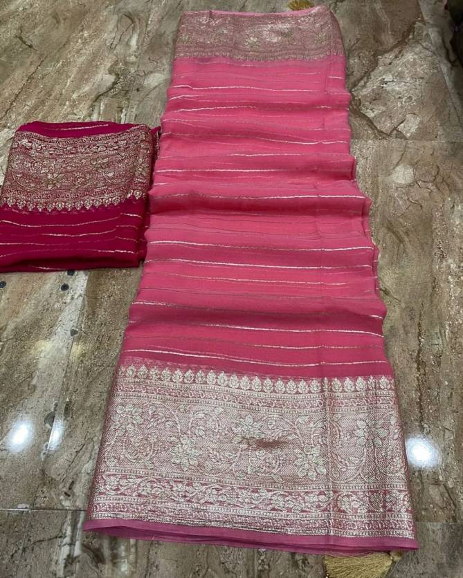 SV Pure Viscose Georgette Party Wear Sarees Wholesale Market In Surat
